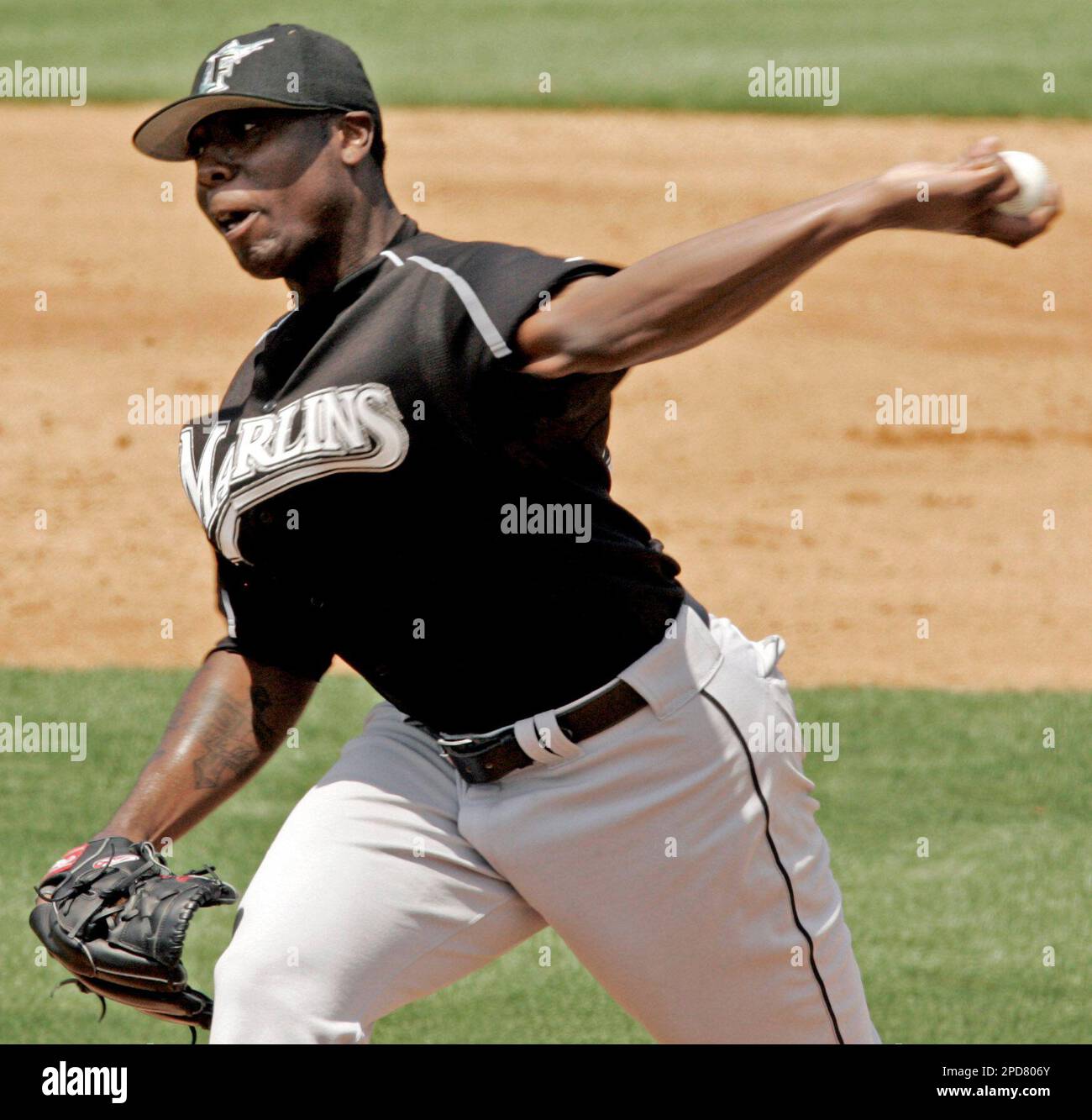Florida Marlins starter Dontrelle Willis pitches against the St. Louis  Cardinals in a spring training baseball game in Jupiter, Fla., Wednesday,  March 29, 2006. The Marlins are starting over and while they