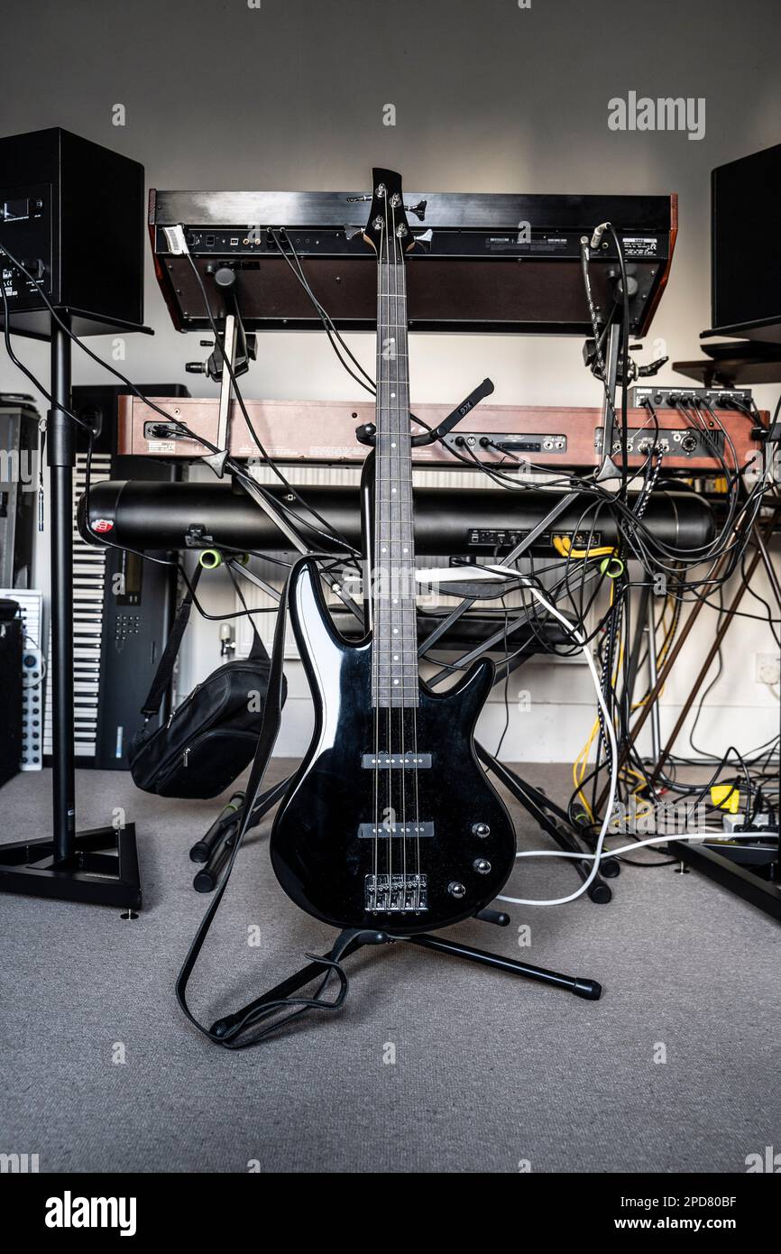 Guitar In Studio Stock Photo Alamy