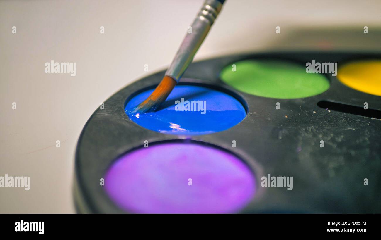palette with colored oil paints. Color palette close-up. Aesthetic taste.  Pastel tones. Color sample Stock Photo - Alamy