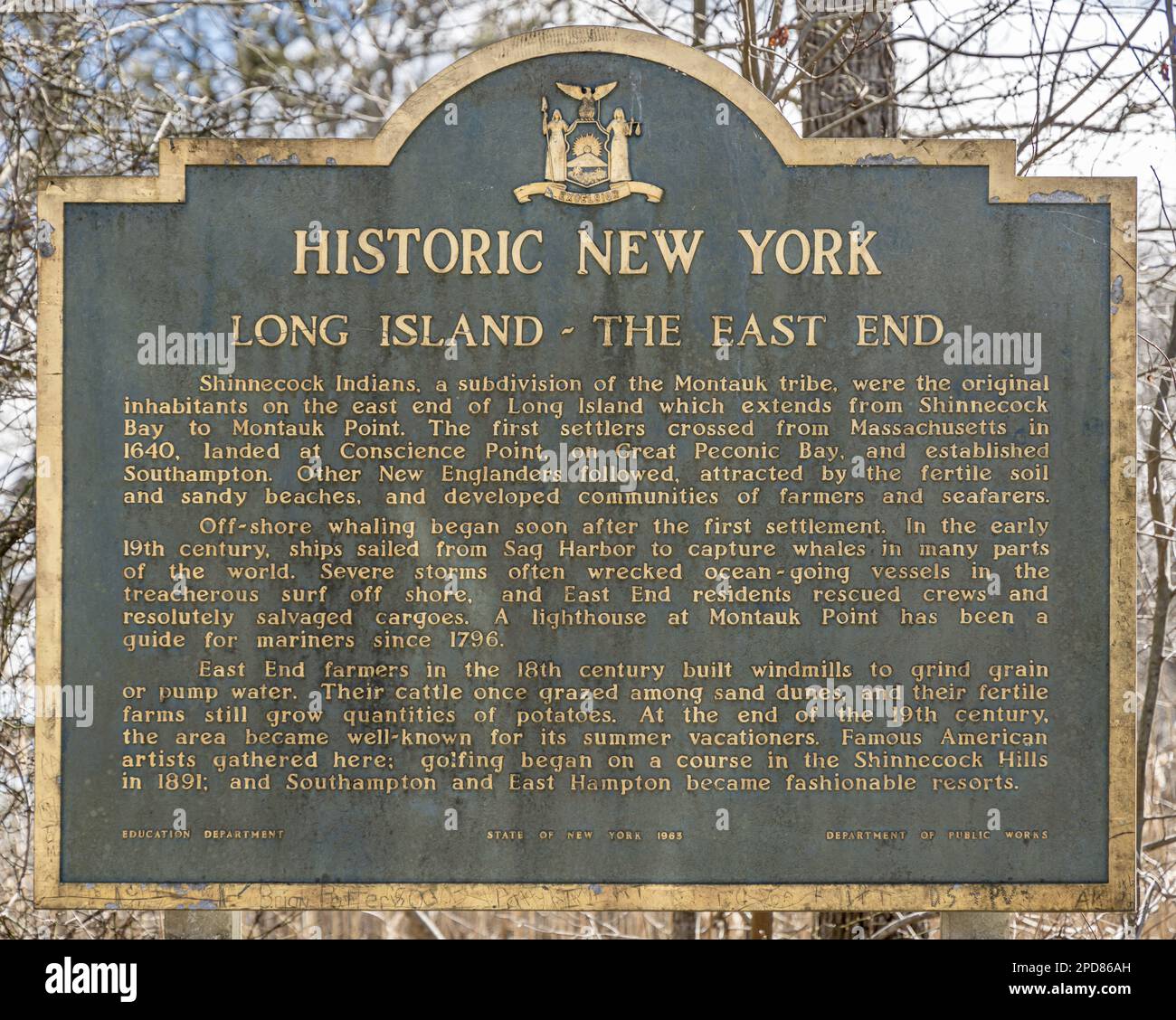Detail of a historical marker in Wainscott, NY Stock Photo Alamy