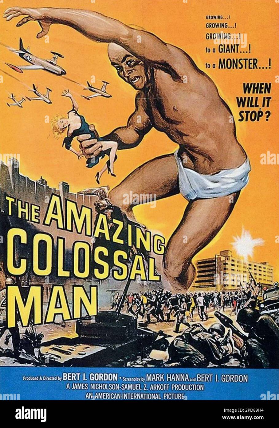 THE AMAZING COLOSSAL MAN 1957 American International Pictures film with Glenn Langan in the title role Stock Photo