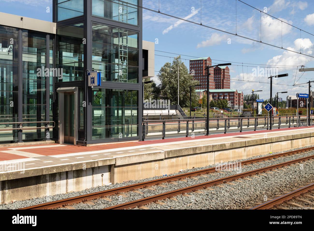 Platform of Amersfoort Vathorst train station. Stock Photo