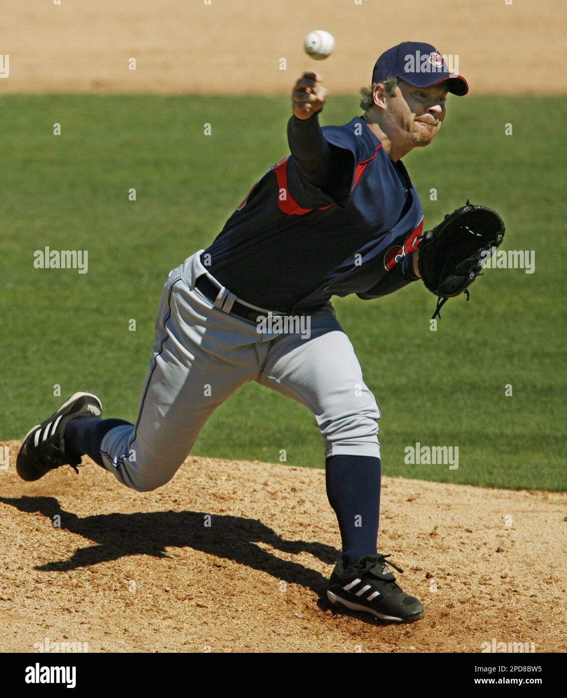 Philadelphia Phillies' catcher Mike Lieberthal was hit by a pitch thrown by  Cleveland Indians' pitcher Paul Byrd in the second inning. The Phillies  defeated the Indians 5-1, Monday, March 27, 2006, during