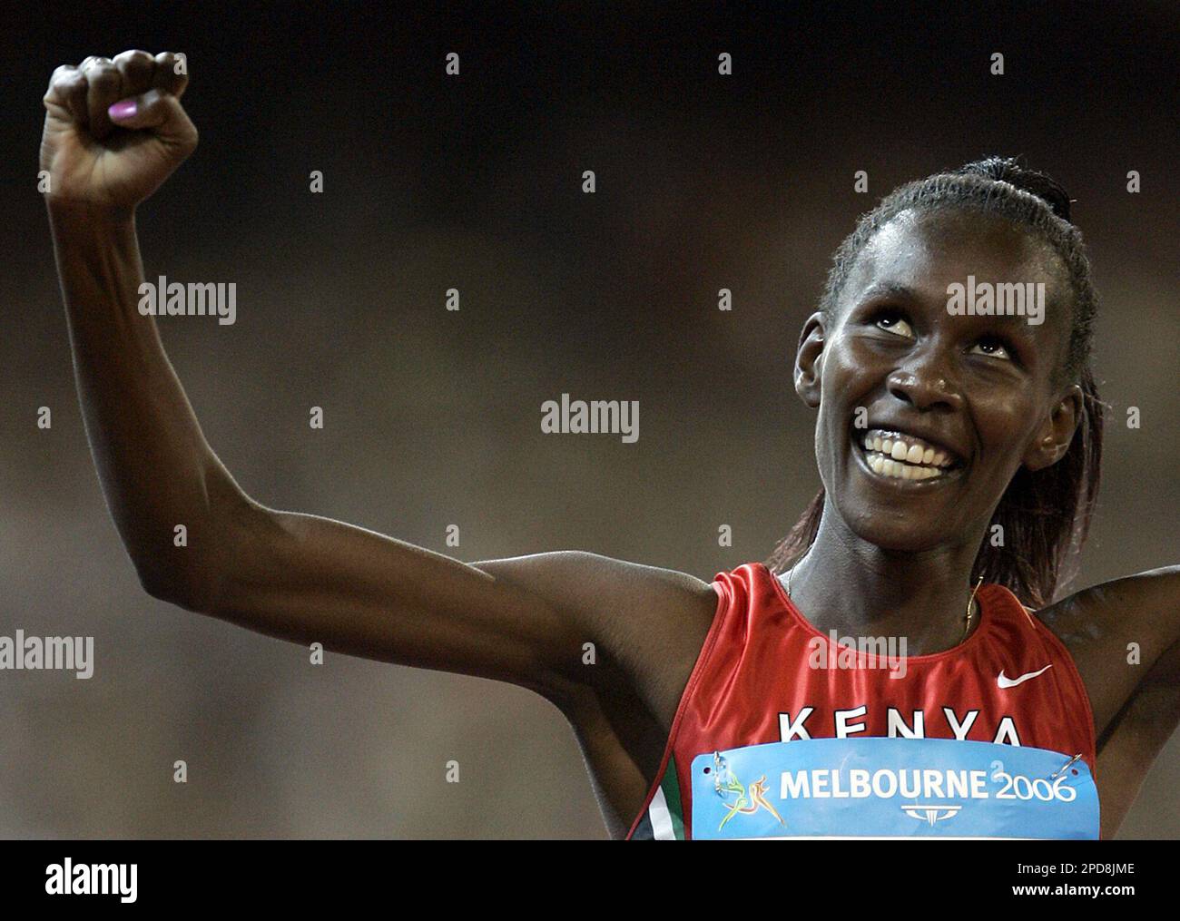 Kenya's Jepkosgei celebrates after winning the gold medal in the