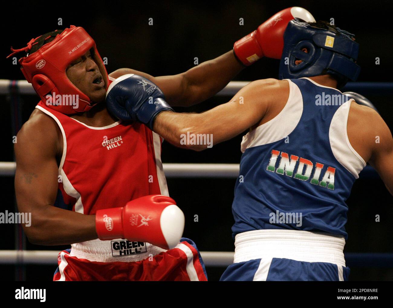 Indias Harpreet Singh, right, punches Barbados Anderson Fitzgerald Emmanuel during the 2006 Commonwealth Games boxing heavyweight