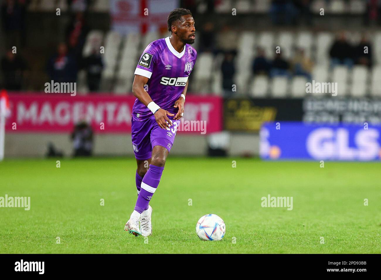 ESSEN, GERMANY. Football 3.Liga, Rot-Weiss Essen v VfL Osnabrueck. 14 March 2023. Matchday 27, Season 2022/2023. Omar Traore (VfL Osnabrueck)  Credit: Ant Palmer / Alamy Live News  DFB regulations prohibit any use of photographs as image sequences and/or quasi-video Stock Photo