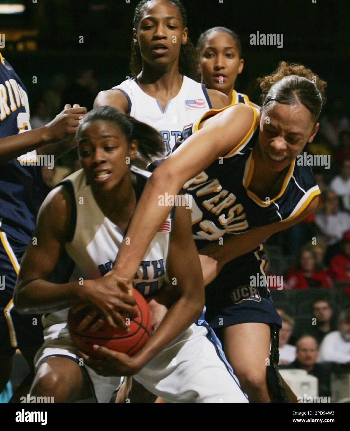 North Carolina's Camille Little battles for a rebound with UC Riverside ...