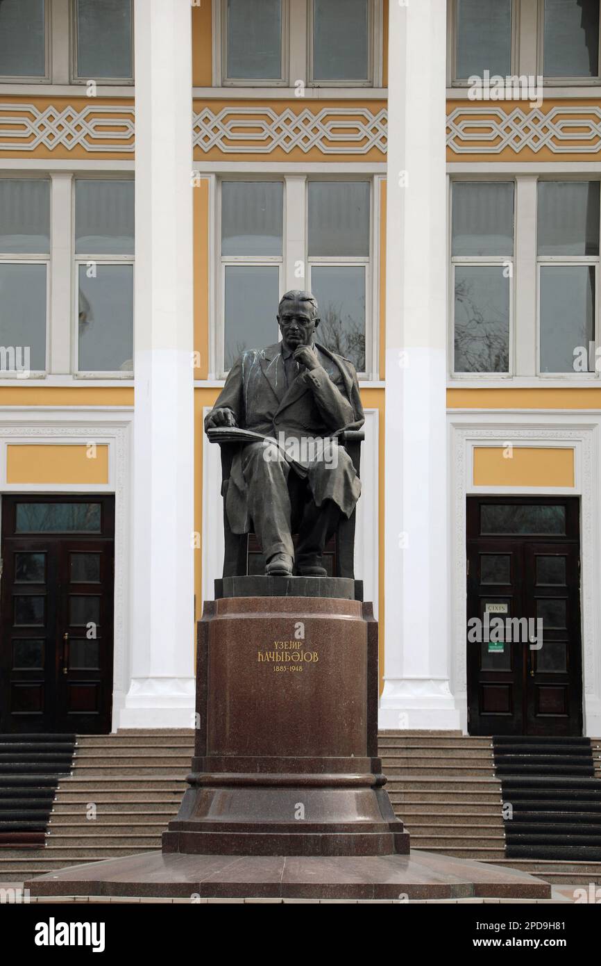 Monument to Russian composer Uzeyir Hajibeyov in Baku Stock Photo