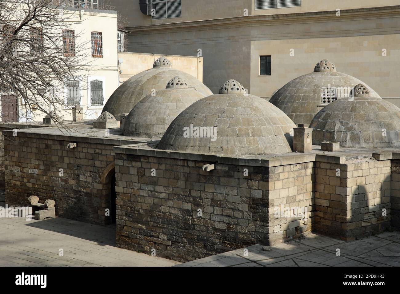 Domes of Qasim bey Hammam in the ancient Inner City of Baku Stock Photo