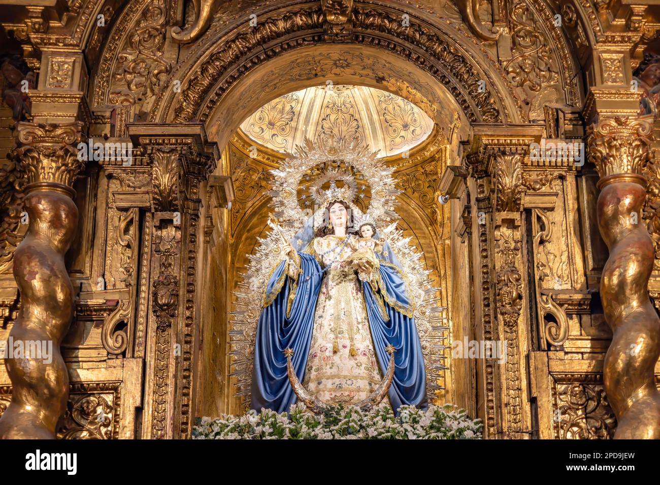 Virgen de las Nieves inside the church of Santa Maria la Blanca, Saint Mary  the White. It is the headquarters of the Brotherhood of the Rosary of Our  Stock Photo - Alamy