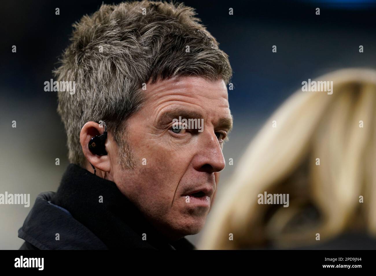 Noel Gallagher speaking to CBS ahead of the UEFA Champions League round of  sixteen second leg match at Etihad Stadium, Manchester. Picture date:  Tuesday March 14, 2023 Stock Photo - Alamy