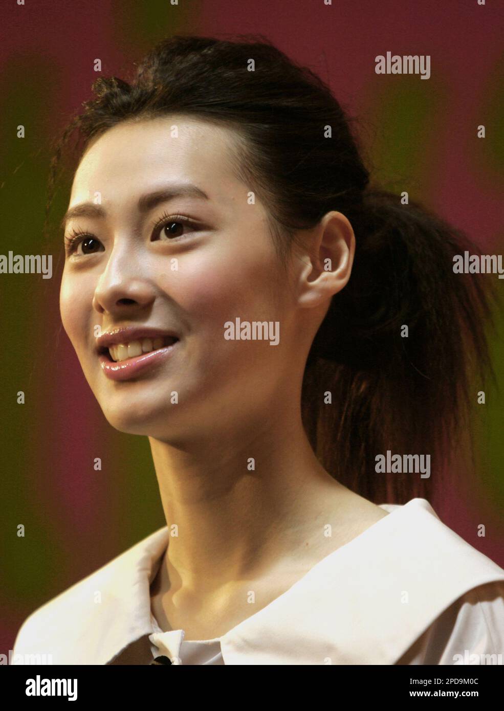 Hong Kong Actress Isabella Leong Poses During The Event To Promote.