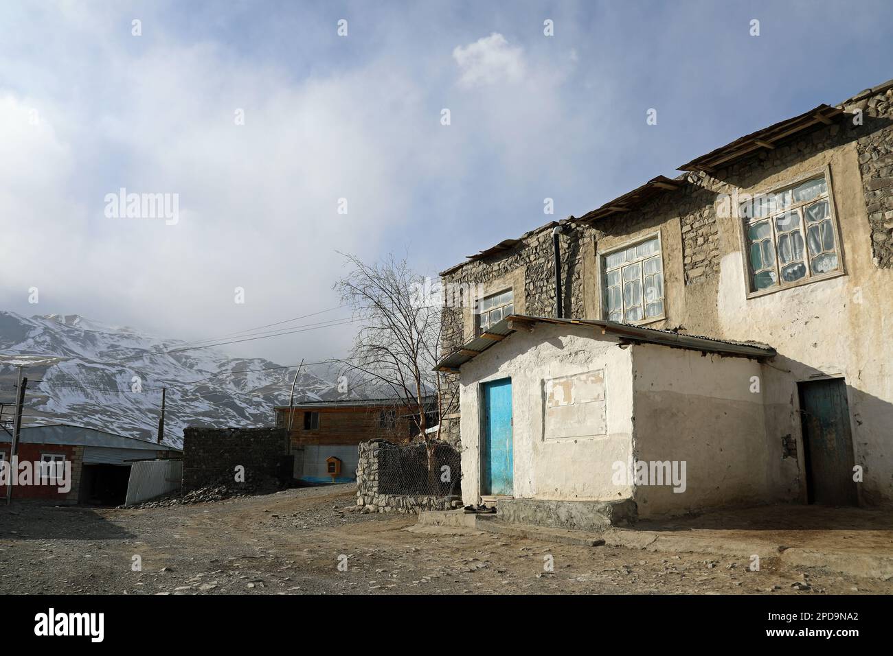 Remote village of Khinalug in the Caucasus Mountains of Azerbaijan Stock Photo