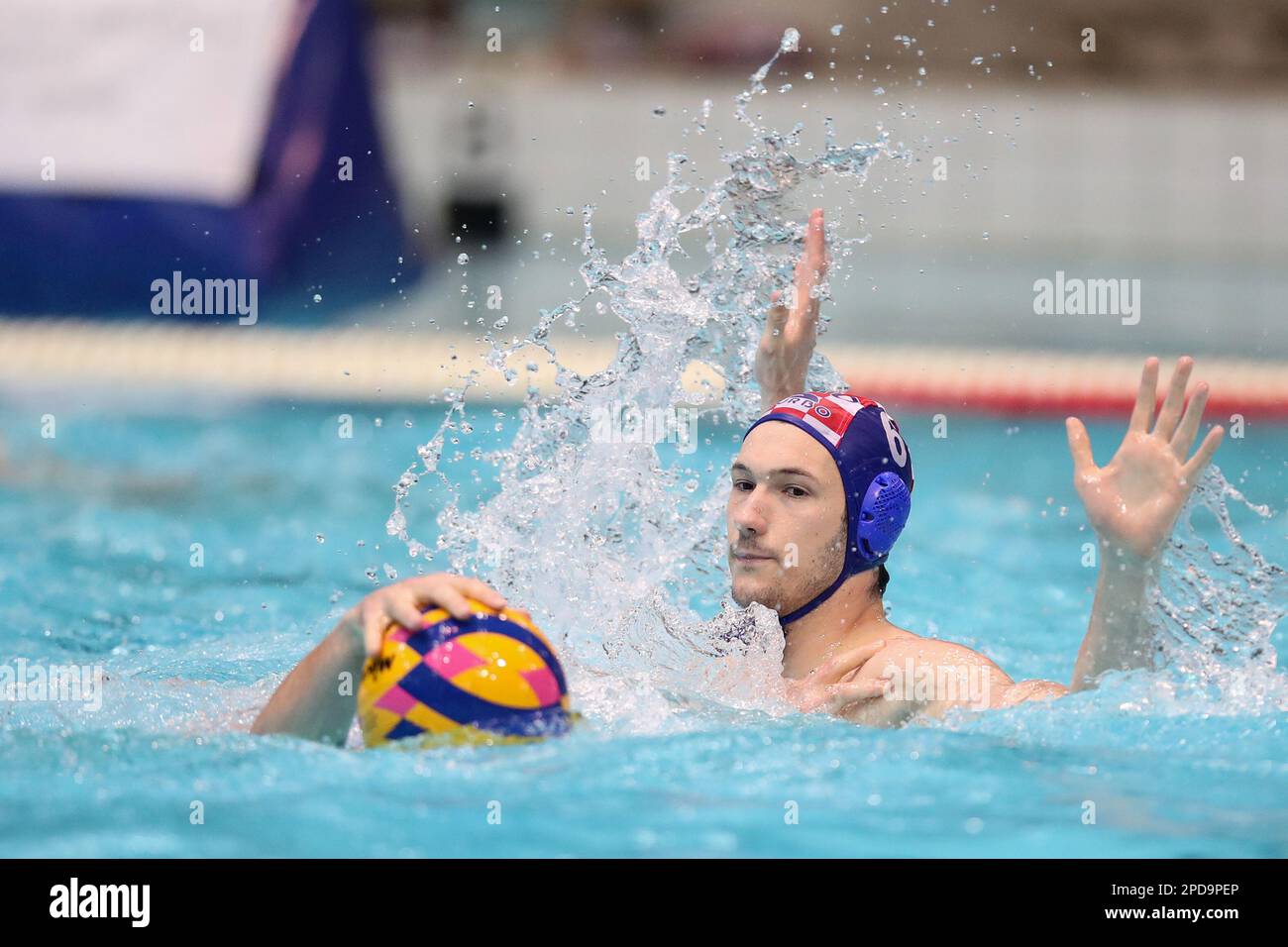 ZAGREB, CROATIA - MARCH 14: Luka Bukic of Croatia during the Men's Water  Polo World Cup match between Hungary and Croatia on March 14, 2023 at  Mladost Sports Park Pool in Zagreb,