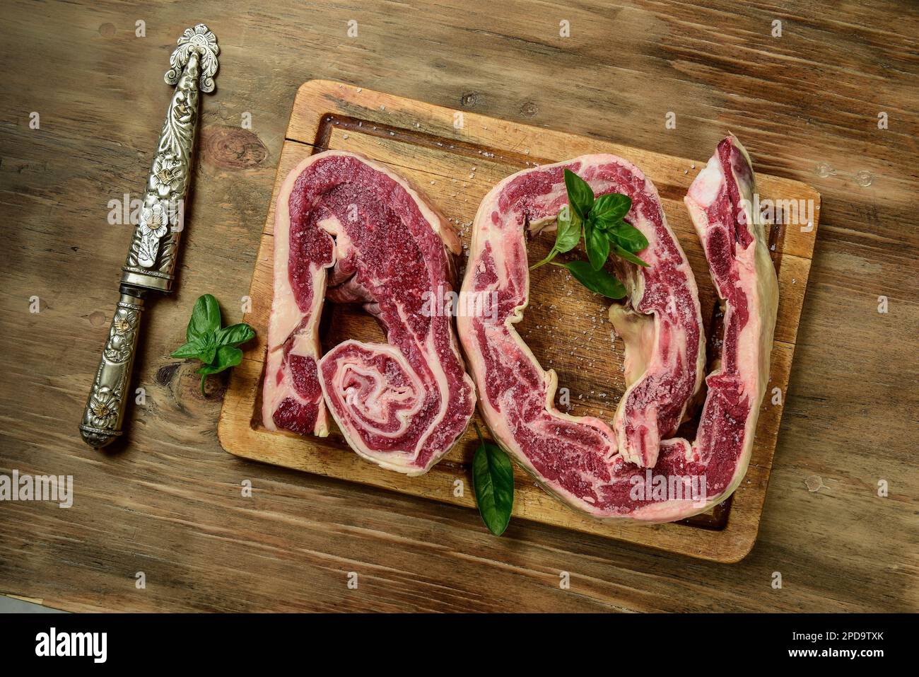 Cow beef ribs Prepared on the table Stock Photo