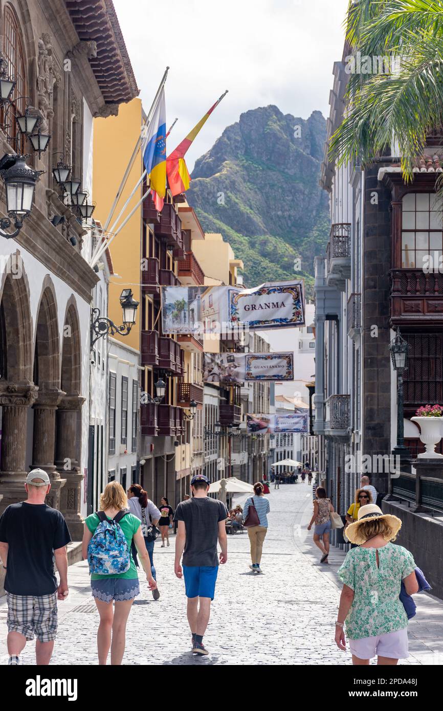 Pedestrianised Calle O'Daly, Santa Cruz de La Palma, La Palma, Canary Islands, Kingdom of Spain Stock Photo