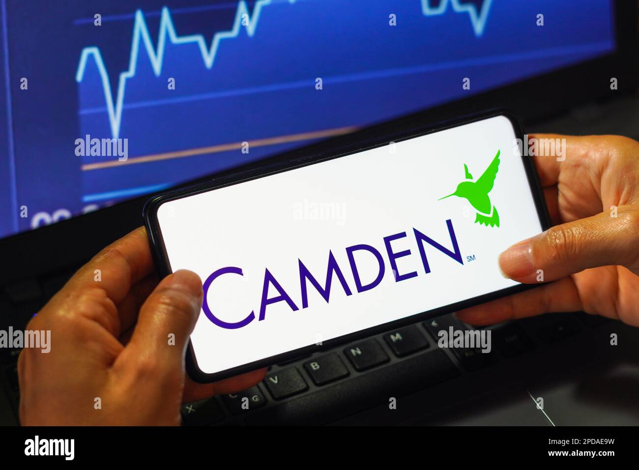 In this photo illustration, the Camden Property Trust logo seen