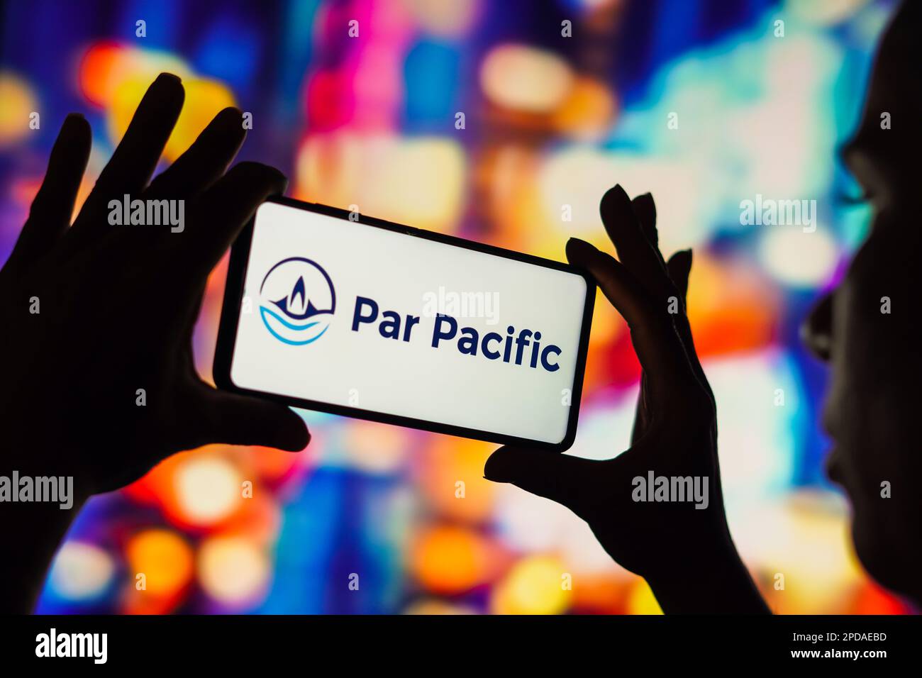 In this photo illustration, the Par Pacific Holdings logo seen ...