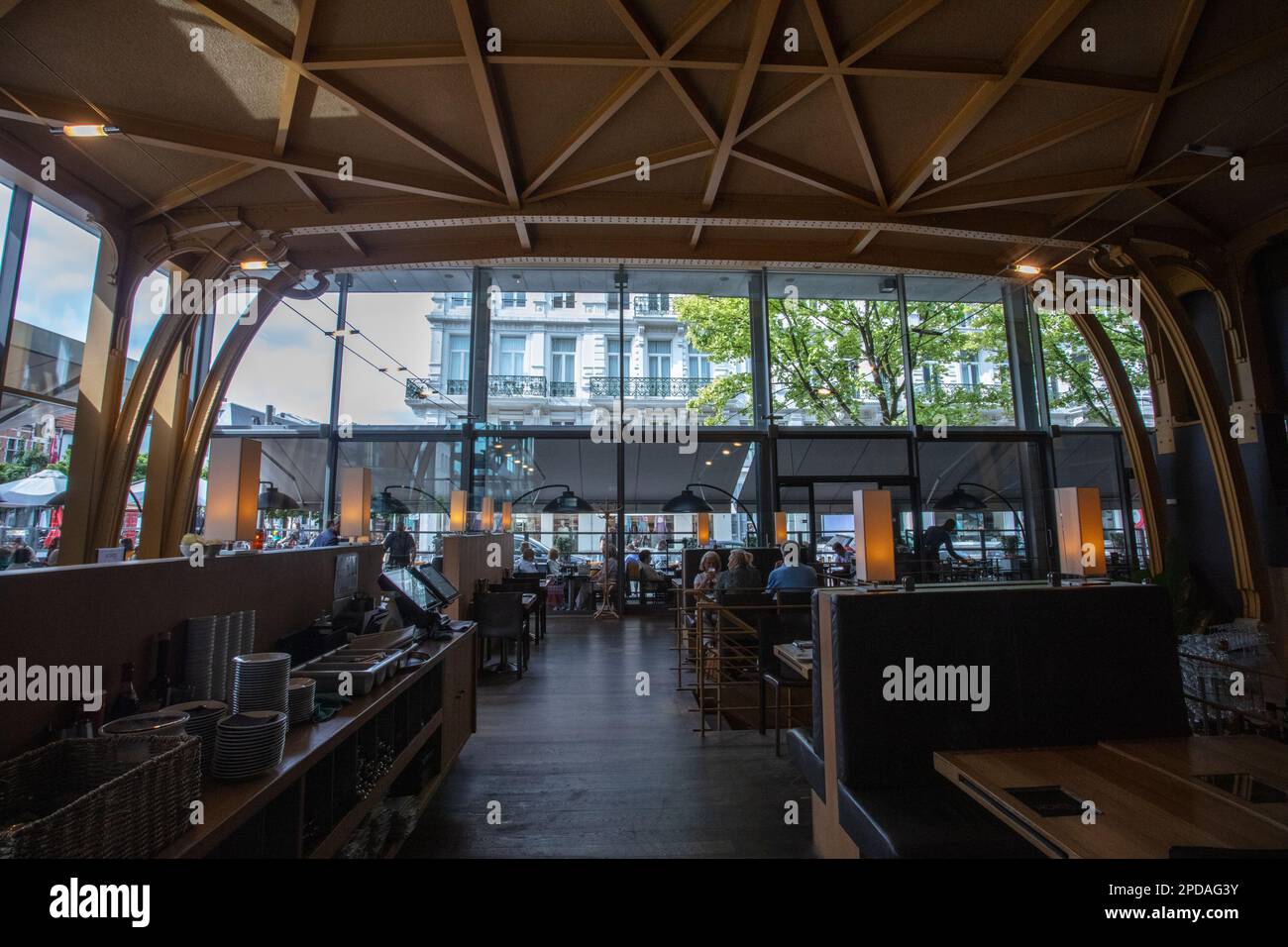 Horta Grand Cafe in Antwerp is an Art Nouveau restaurant designed by the architect Horta. Belgium. Stock Photo