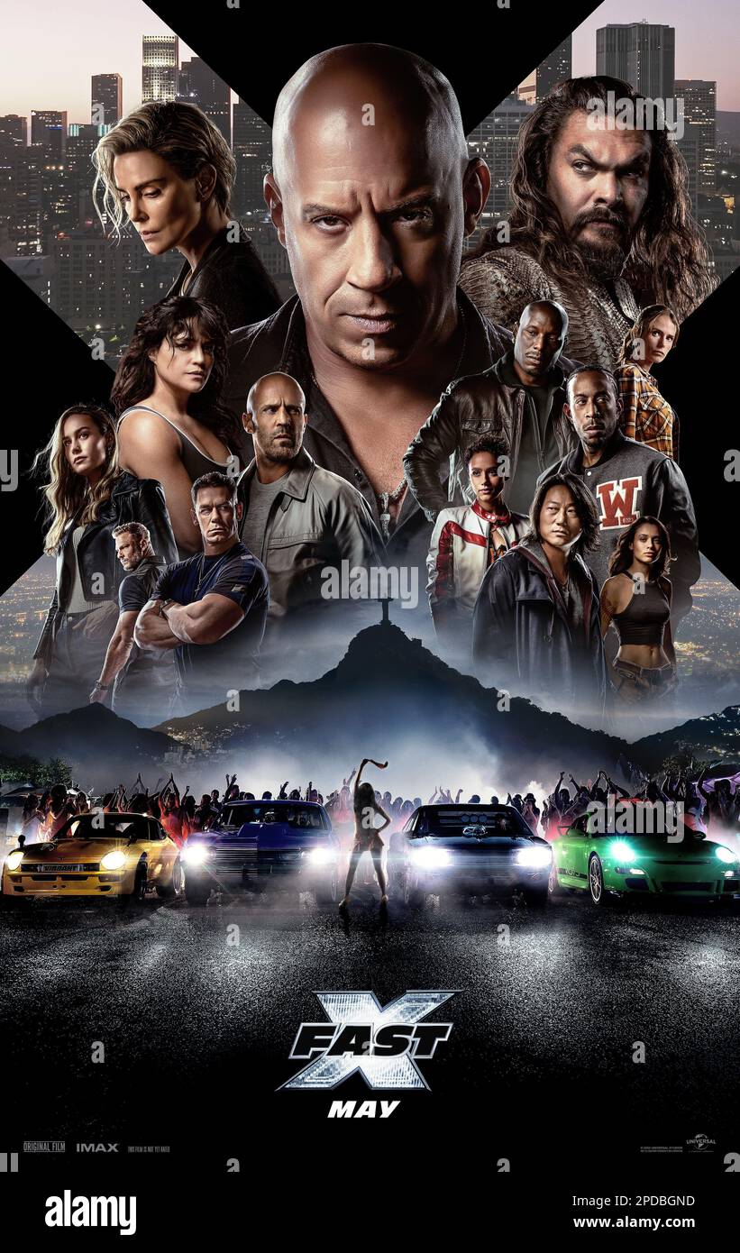 RELEASE DATE: May 19, 2023. TITLE: Fast X aka Fast & Furious 10. STUDIO: Universal Pictures. DIRECTOR: Louis Leterrier. PLOT: Dom Toretto and his family are targeted by the vengeful son of drug kingpin Hernan Reyes. STARRING: Vin Diesel poster art. (Credit Image: © Universal Pictures/Entertainment Pictures/ZUMAPRESS.com) EDITORIAL USAGE ONLY! Not for Commercial USAGE! Stock Photo
