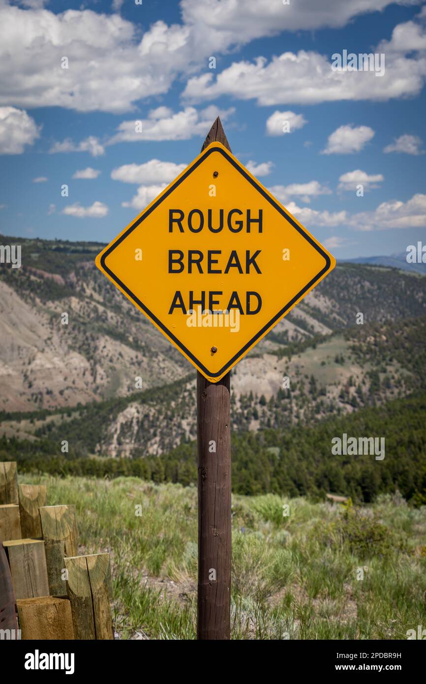 Rough Break Ahead Sign Stock Photo
