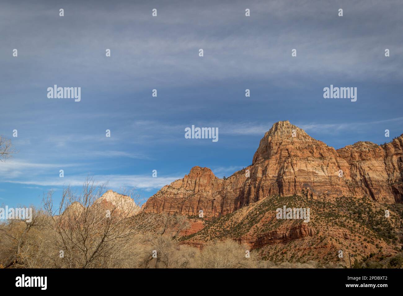 Bridge Mountain in the day at Zion National Park, Utah Stock Photo