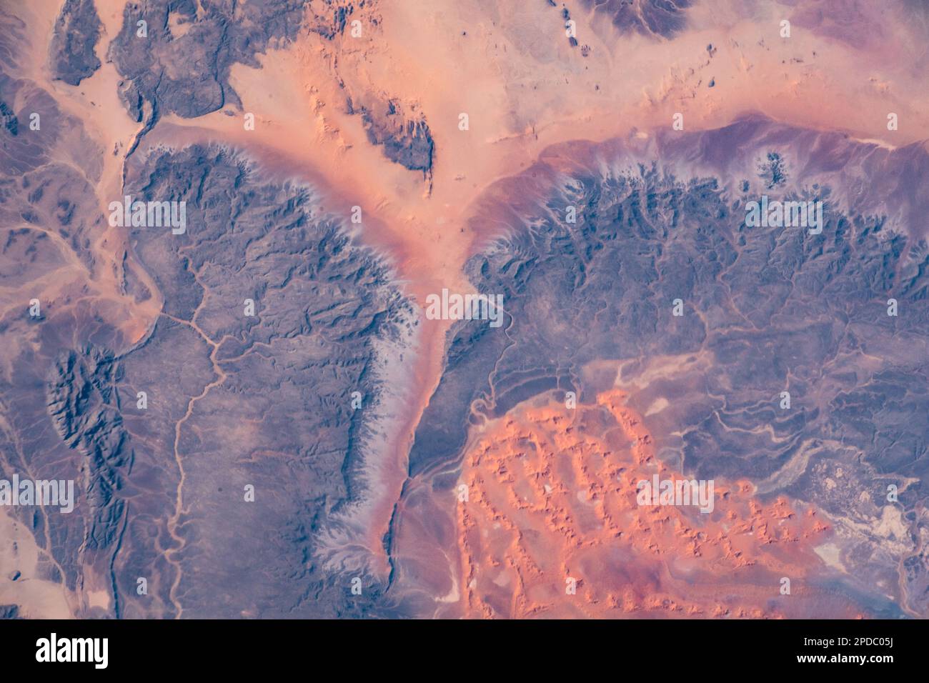 Sahara Desert in Algeria aerial view. Earth landscape. Selective focus included. Elements of this image furnished by NASA. Selective focus included Stock Photo