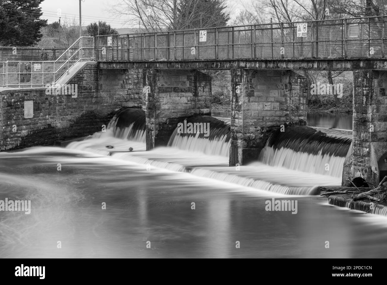 The river Tone flowing through French Weir in Taunton in Somerset Stock