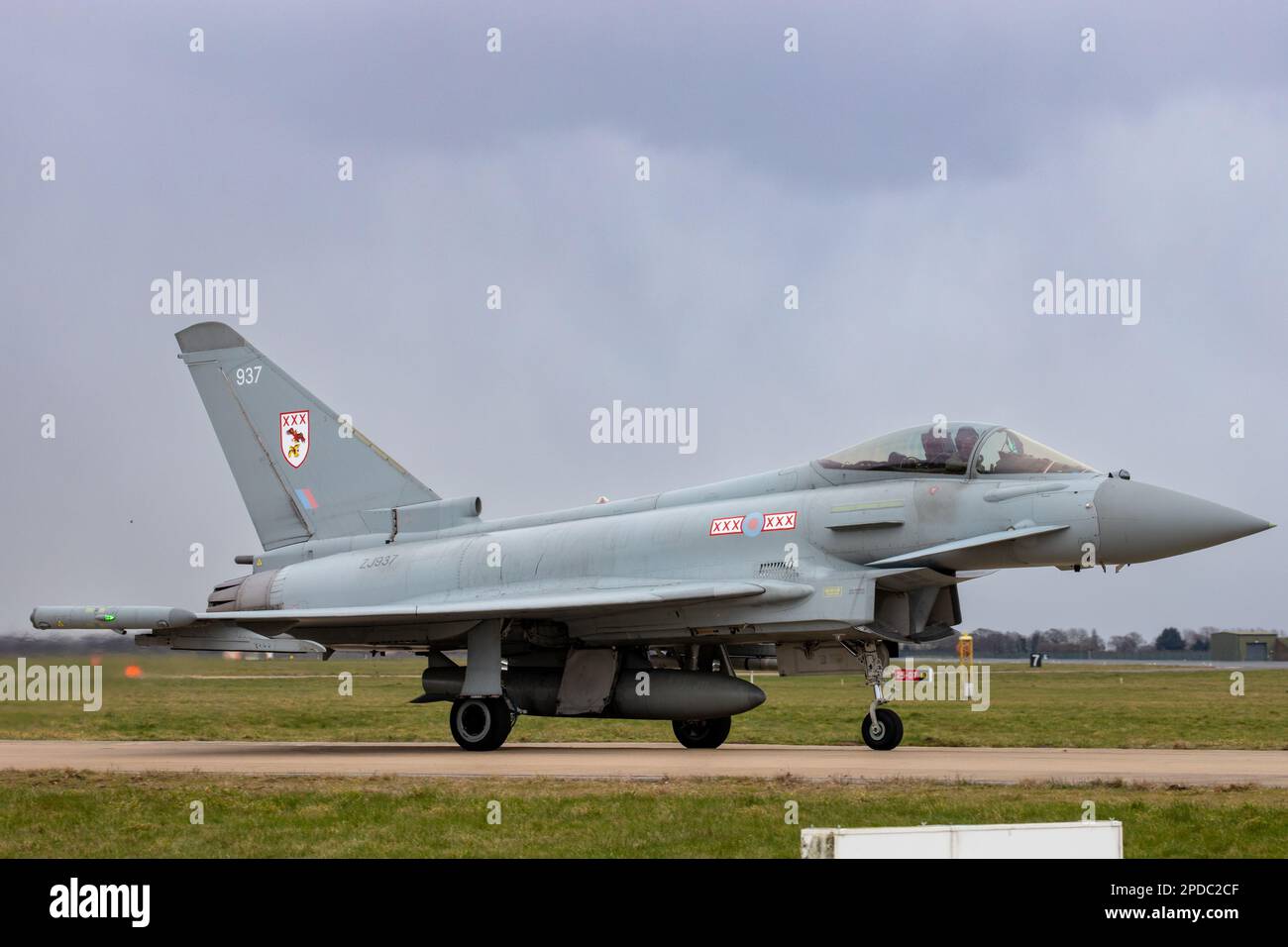 RAF Typhoon FGR.4 taxiing at RAF Coningsby. Stock Photo