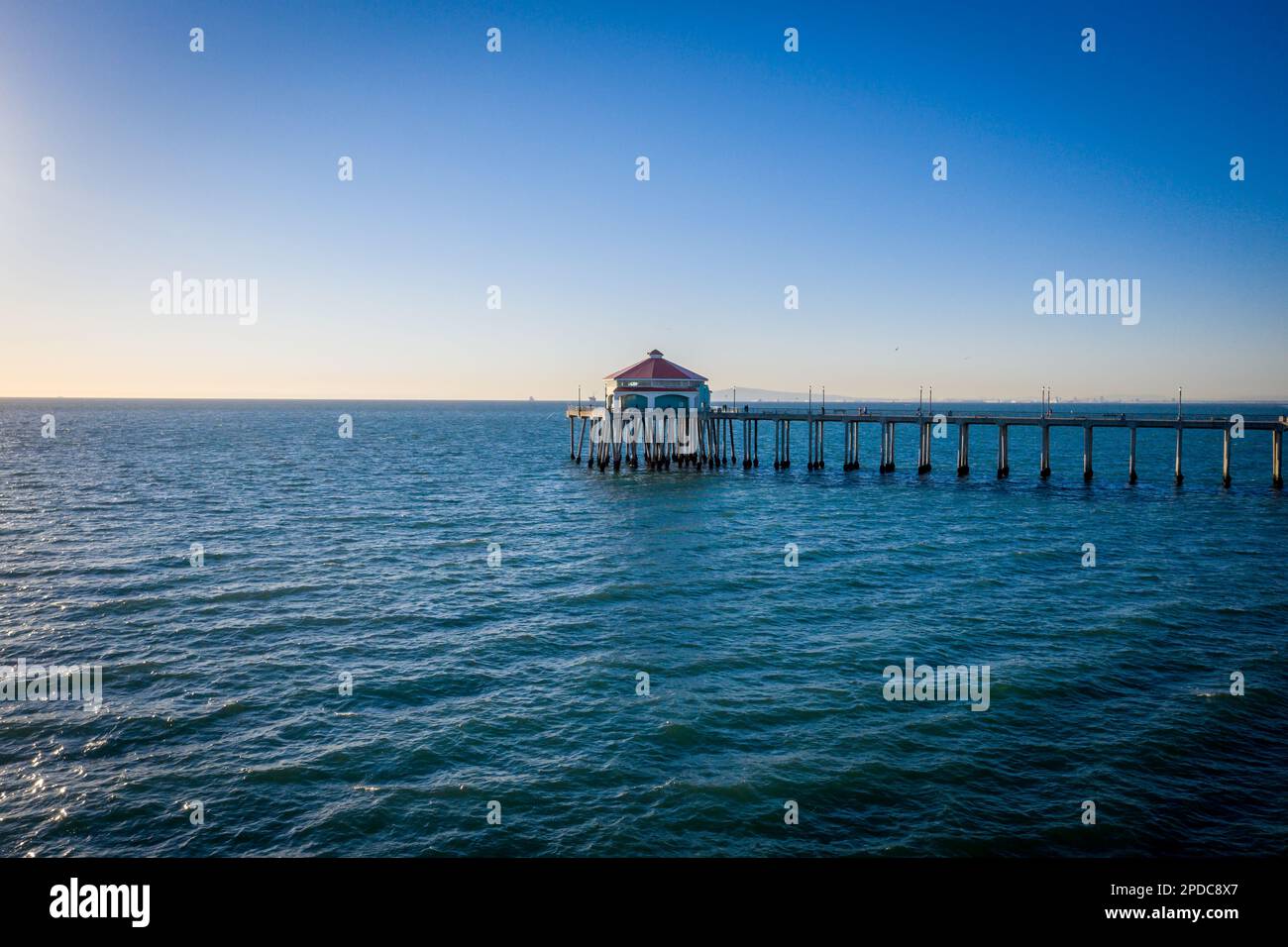 Aerial Above the Pacific Ocean Showing the Ocean of Huntington Beach