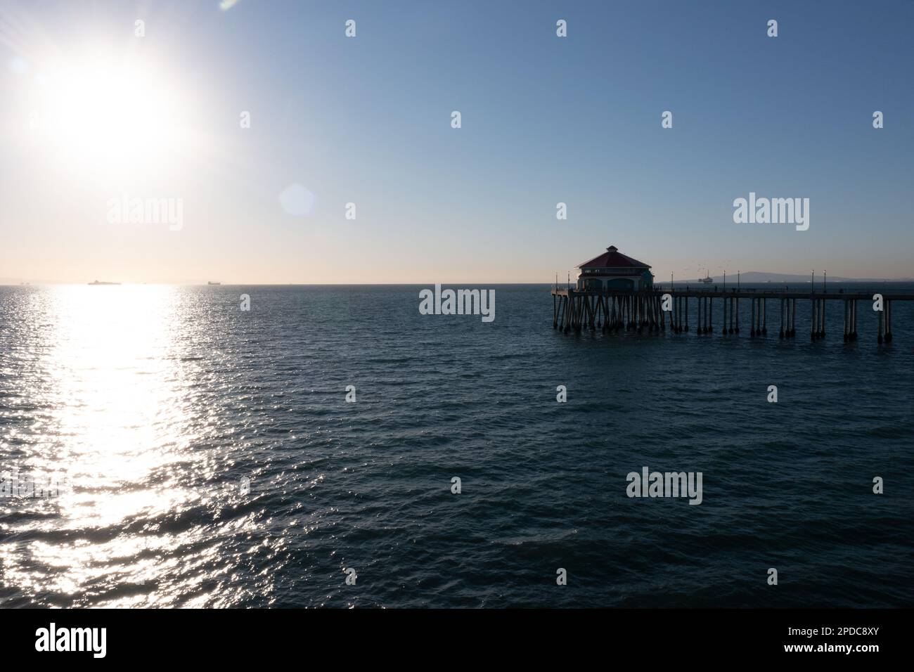Aerial Above the Pacific Ocean Showing the Ocean of Huntington Beach