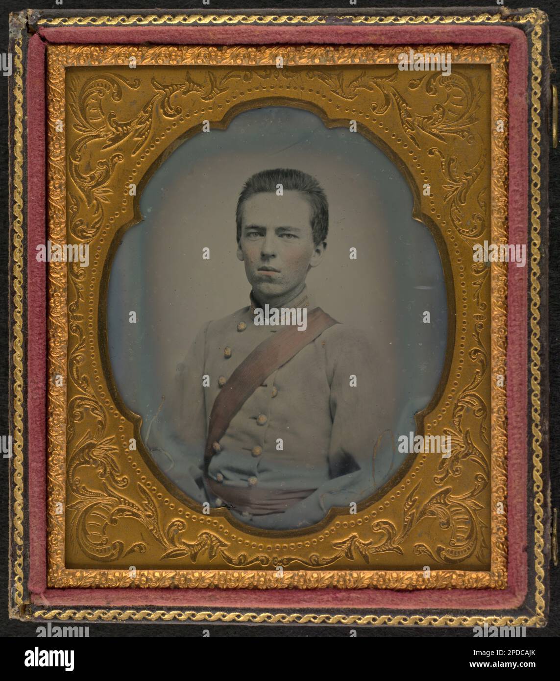 Lieutenant Parish of Virginia in uniform with Virginia buttons and two bars on collar. Liljenquist Family Collection of Civil War Photographs , FAmbrotype/Tintype photograph filing series , pp/liljconfed. Confederate States of America, Army, People, 1860-1870, Soldiers, Confederate, 1860-1870, Military uniforms, Confederate, 1860-1870, United States, History, Civil War, 1861-1865, Military personnel, Confederate. Stock Photo