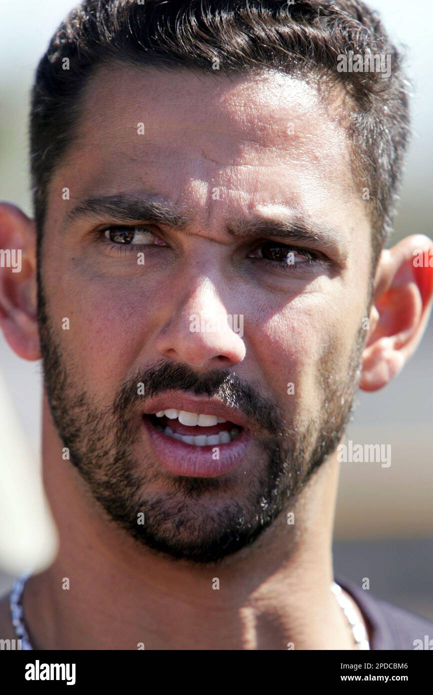 New York Yankees catcher Jorge Posada sports a beard during a workout at  the team's spring training facility, Tuesday, Feb. 14, 2006, in Tampa, Fla.  Posada said he would shave it off