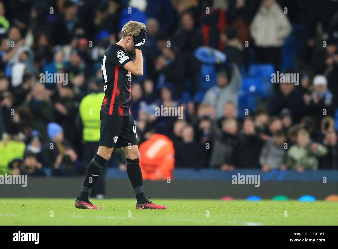 Manchester, UK. 14th Mar, 2023. Soccer: Champions League, Manchester City - RB Leipzig, knockout round, round of 16, second leg at Etihad Stadium, Leipzig's Kevin Kampl reacts after the match. Credit: Parnaby Lindsey/dpa/Alamy Live News Stock Photo