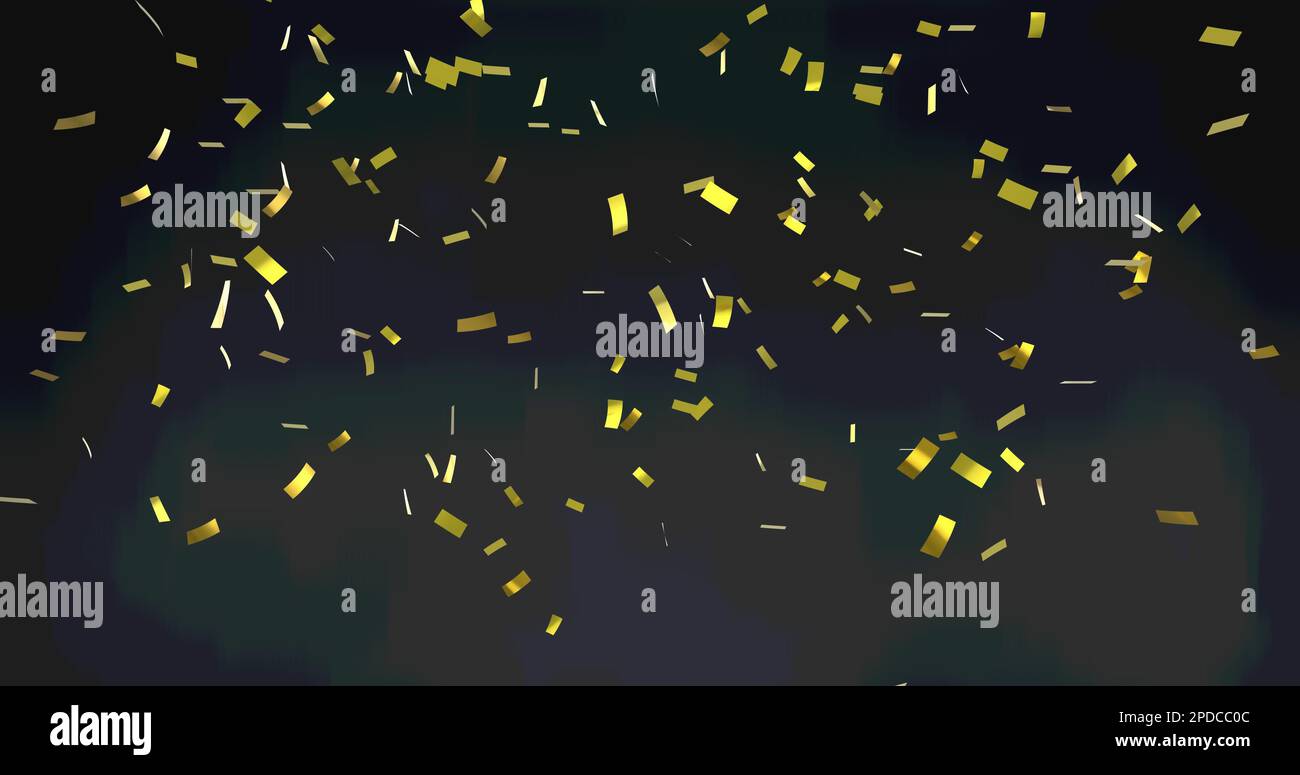 Image of gold confetti floating over black background Stock Photo Alamy