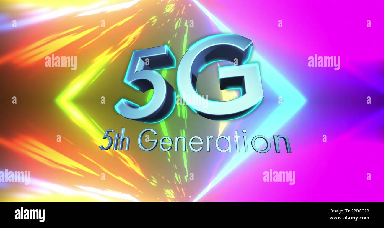 Image of 5g 5th generation text on multi coloured background Stock ...