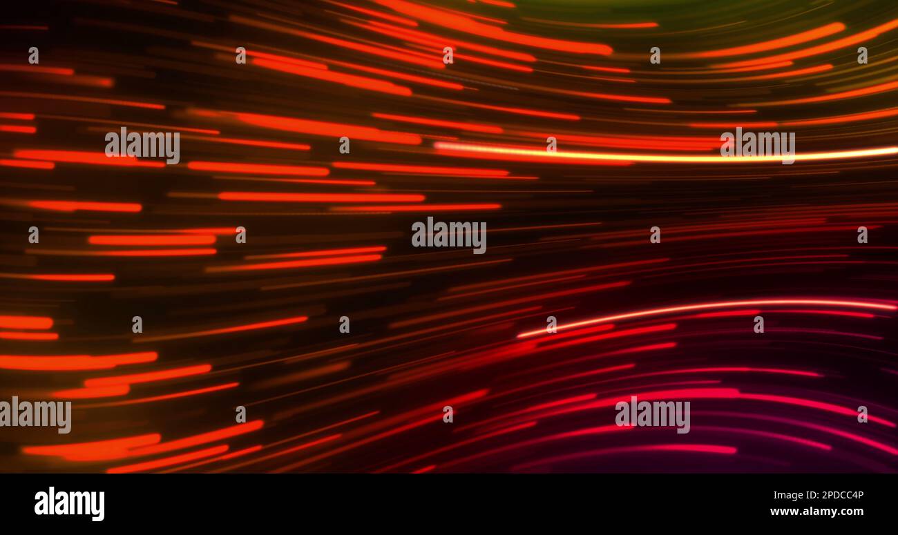 Image of red and orange neon light trails on black background Stock ...