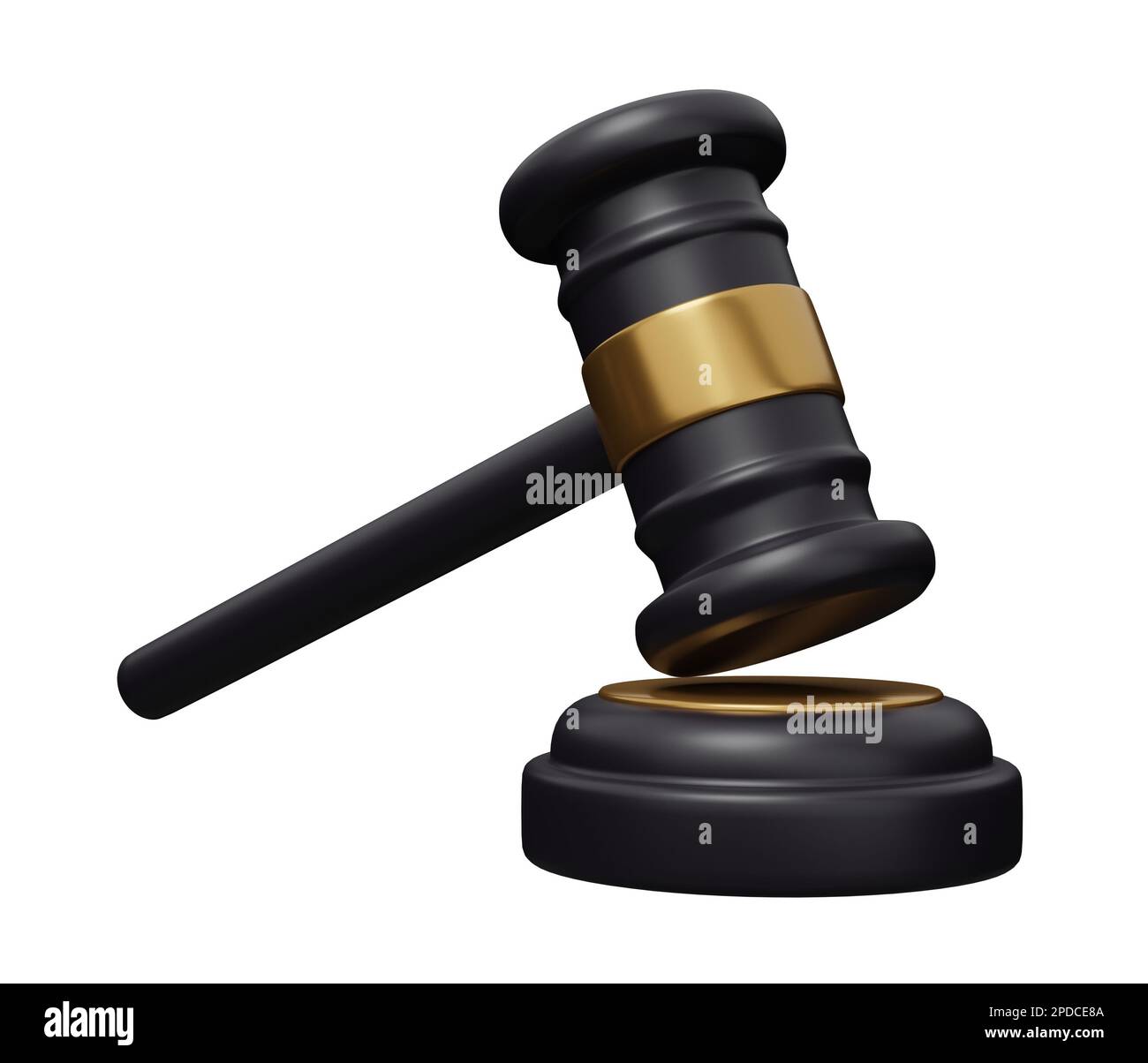 judges hammer 3d. 3d render cartoon minimal icon illustration Stock