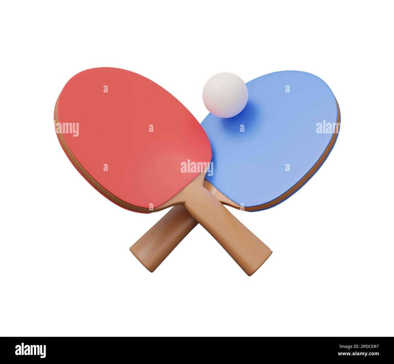 ping pong racket 3d. 3d render cartoon minimal icon illustration Stock