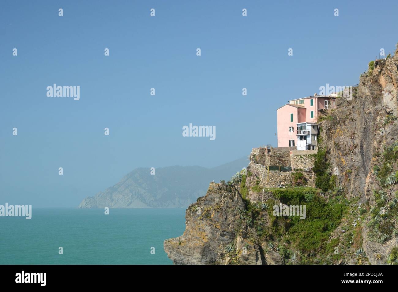 The cliff of Manarola. Cinque Terre National Park. Liguria. Italy Stock Photo