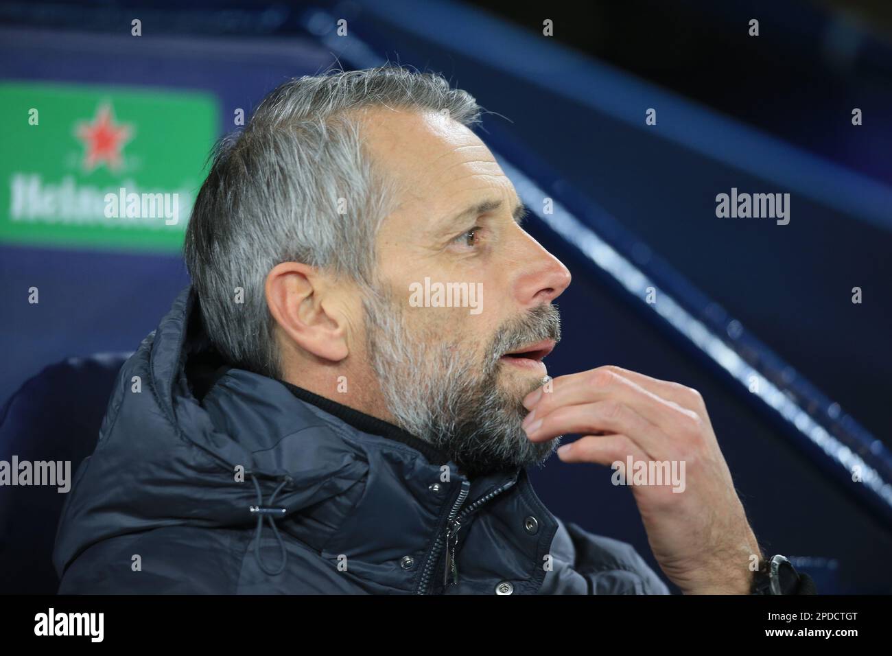 Manchester, UK. 14th Mar, 2023. Soccer: Champions League, Manchester City - RB Leipzig, knockout round, round of 16, second leg at Etihad Stadium, Leipzig coach Marco Rose before the match. Credit: Parnaby Lindsey/dpa/Alamy Live News Stock Photo