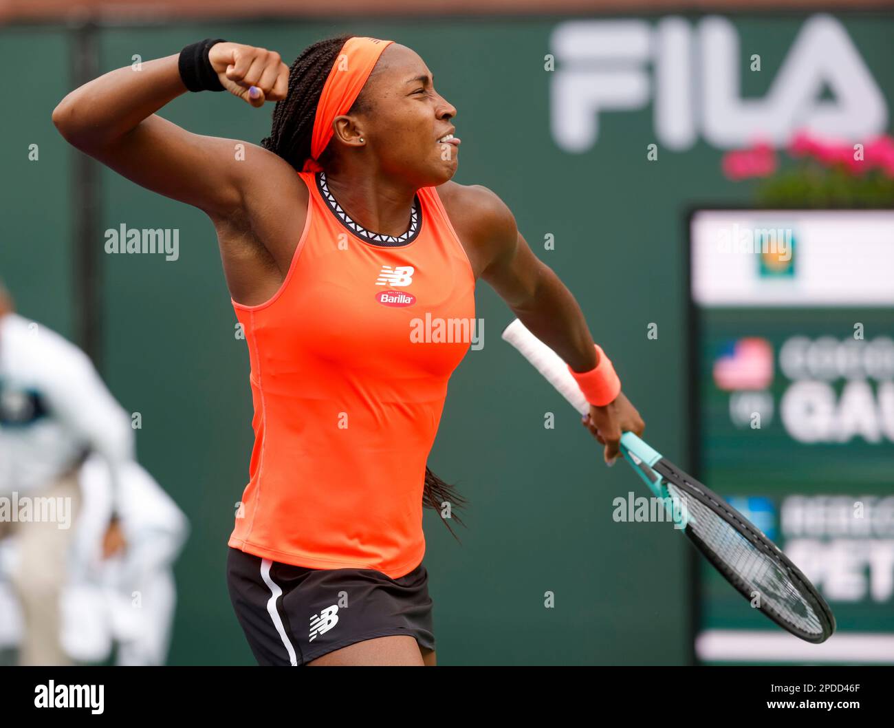 March 14, 2023 Coco Gauff celebrates winning match point against