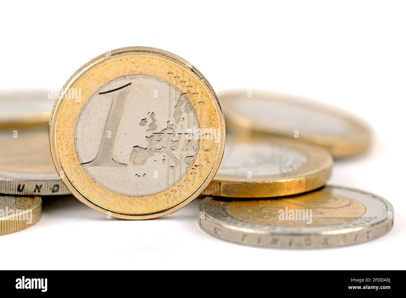 1 Euro coins, cutout Stock Photo