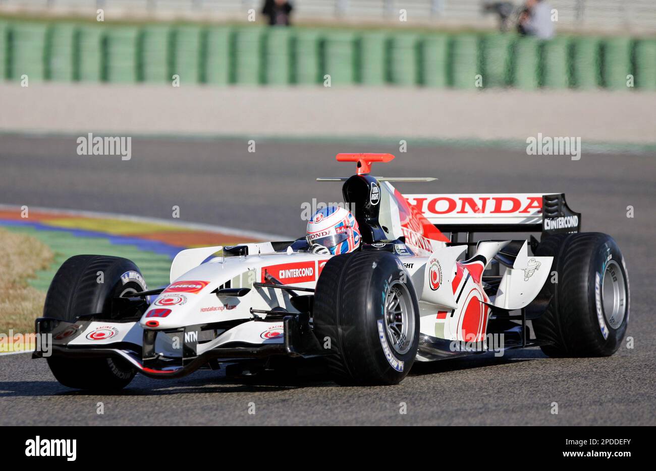 Britain's Jenson Button drives his Honda Formula One car during a F1 ...