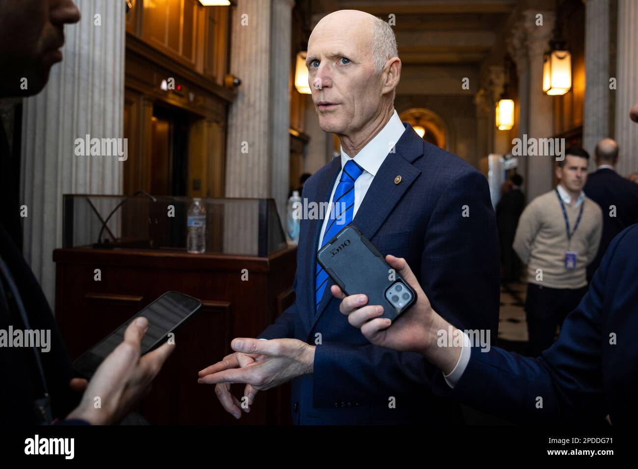 Sen. Rick Scott (R-Fla.) speaks with reporters at the U.S. Capitol ...