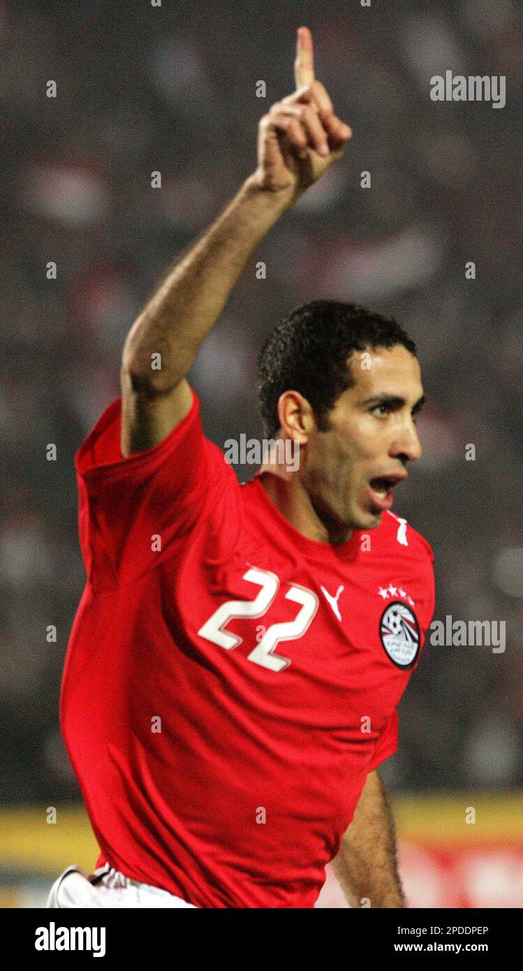 Egypt's Mohamed Abo Treka celebrates his goal during African Nations