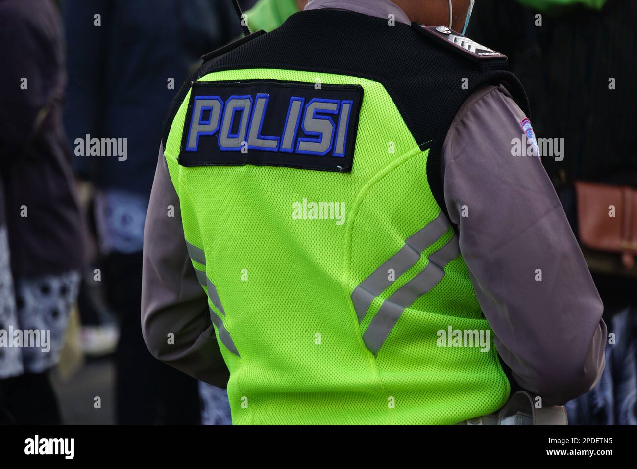The Indonesian police officer with uniform Stock Photo