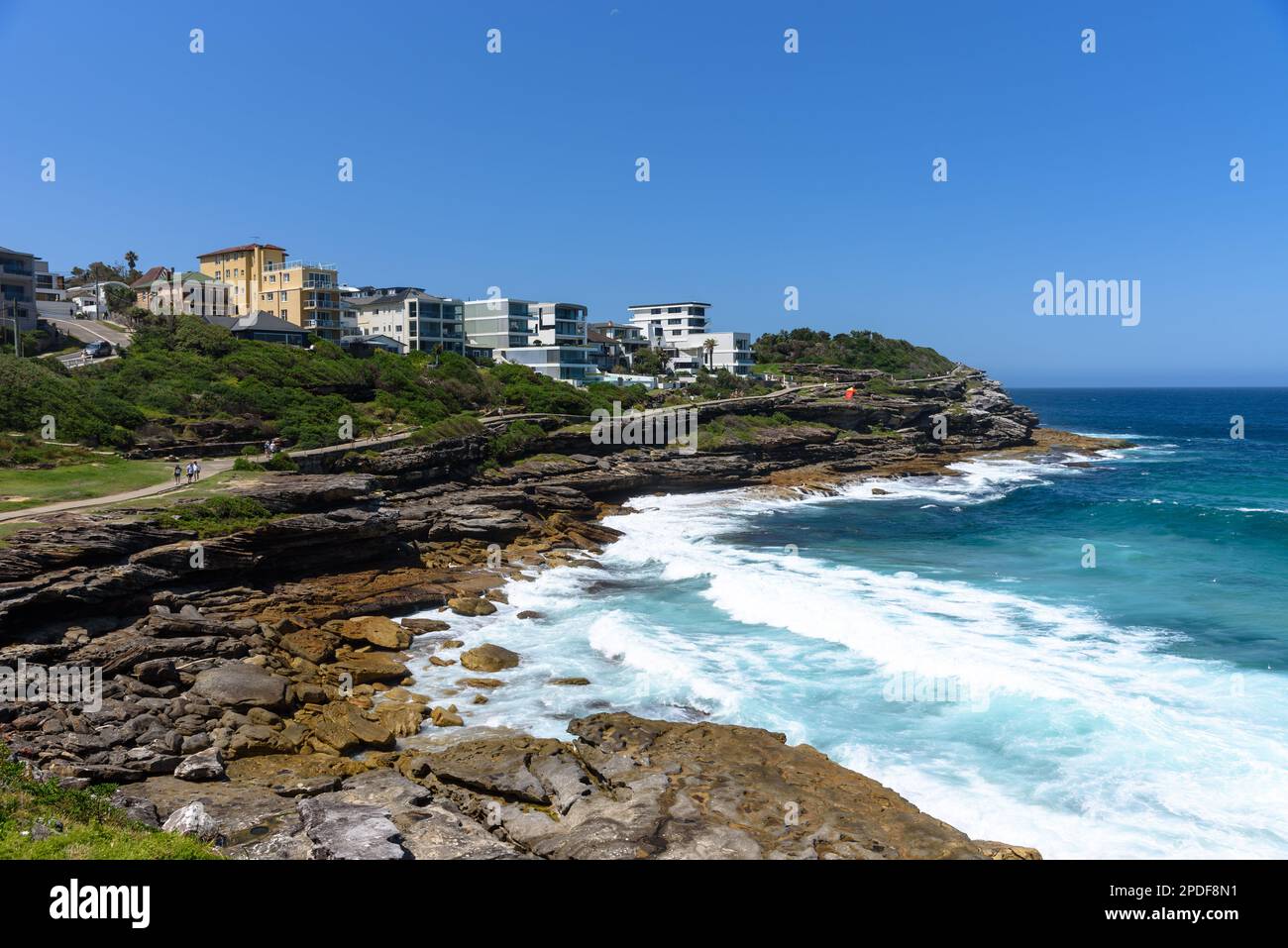 The section of the Bondi to Coogee Walk just north of Tamarama Beach Stock Photo