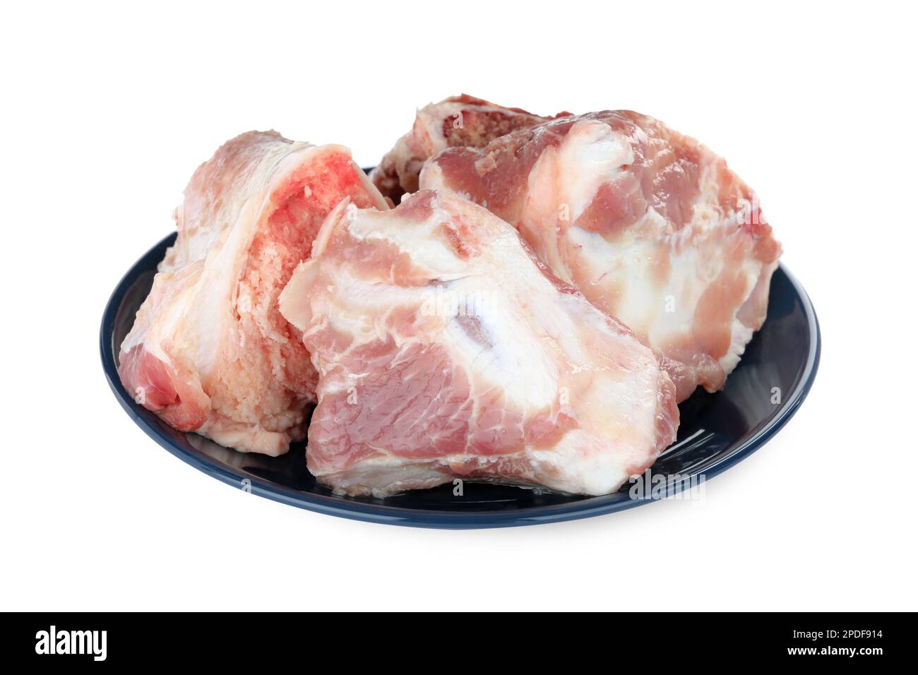 Plate with raw chopped meaty bones isolated on white Stock Photo Alamy