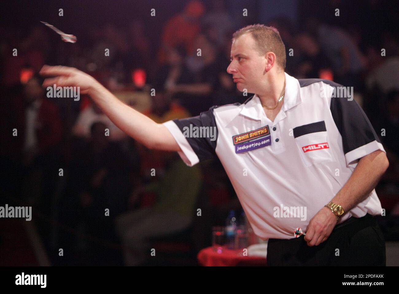 England's Shaun Greatbatch throws a dart during his second round match in  the World Professional Darts Championships against Denmark's Per Laursen at  the Lakeside Country Club, Frimley Geen, England, Tuesday Jan. 10,